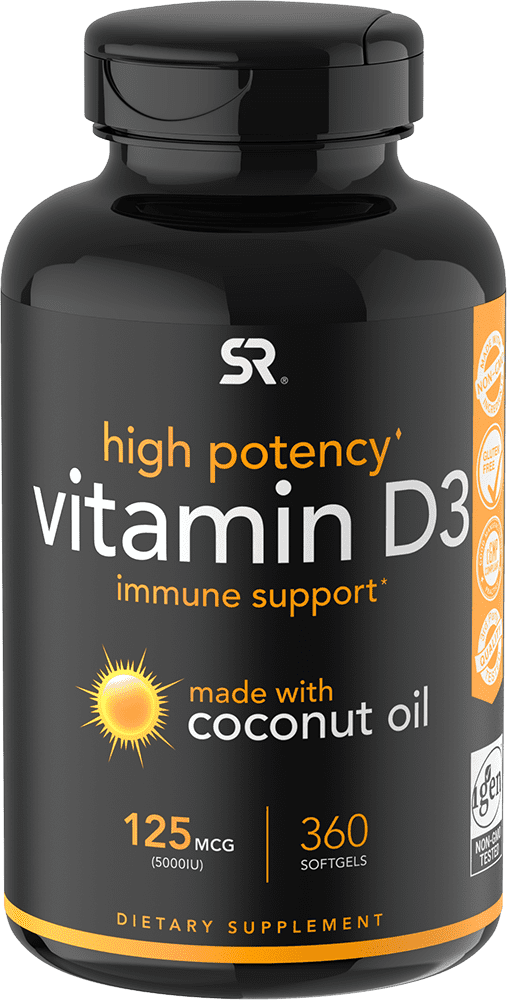 Sports Research Vitamin D3 5,000iu, 125 mcg, Coconut Oil Softgels, 360 count