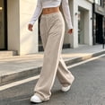 thumbnail image 4 of WULMLEO Womens Corduroy Pants Low Rise Wide Leg Cargo Bottoms Casual Baggy Lounge Tousers Office Business Work Pant with Pockets Beige 2XL, 4 of 7
