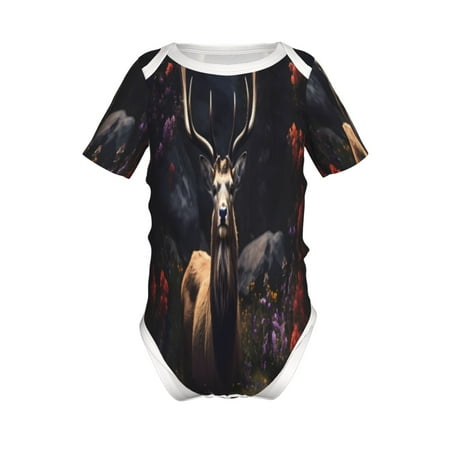 

Coaee Regal Stag In Forest for Soft Baby Short-Sleeve Bodysuit Baby Climbing Clothes Baby Girls Boys Bodysuit Romper-2 Years