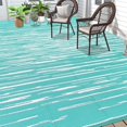 thumbnail image 1 of Findosom 9'x12' Waterproof Stripe Outdoor Rug, Foldable Reversible Plastic Straw Rug, Large Patio Rug for Outdoors, RV, Patio, Backyard, Deck, Picnic, Beach, Camping Blue, 1 of 6