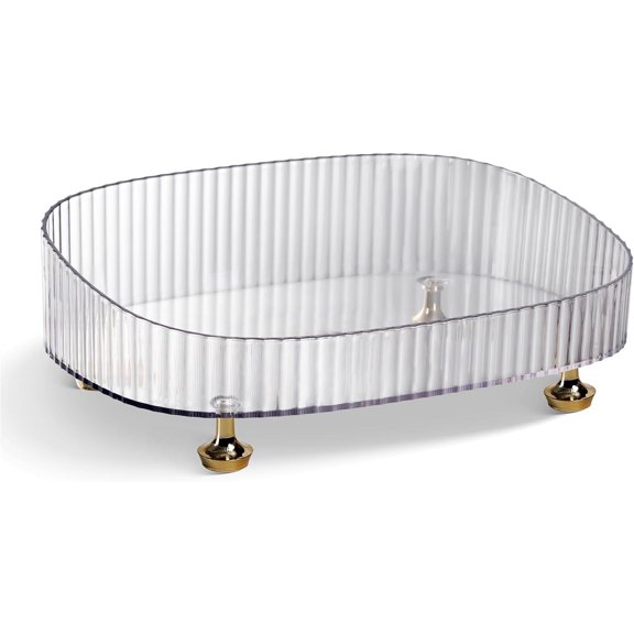 ABCISI Perfume Tray, Clear Acrylic Round Makeup Trays for Bathroom and Bedroom, Decorative Vanity Trays for Countertop and Dresser Tops (Clear)