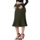 thumbnail image 4 of Faldas de mujer Inspire Chic, falda midi de mezclilla de cintura alta con cola de pez en verde ejército, 4 of 5
