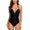 Black, variant on Ayolanni Push-Up Plus Size Swimsuit for Women High Waist One-Piece Tummy Control Swimwear Padded Casual Open Back Halter Solid Bathing Suit Black L
