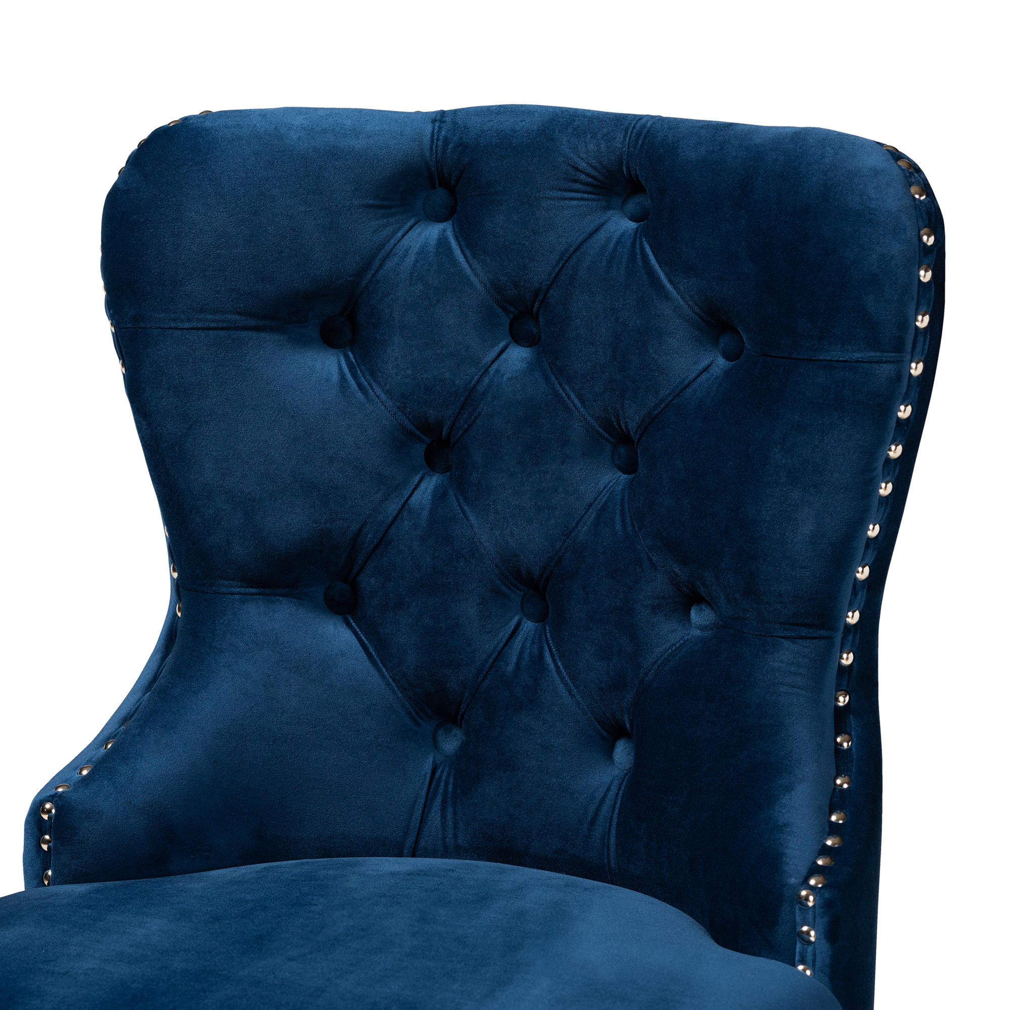 Baxton Studio Howell Modern Transitional Navy Blue Velvet Upholstered and Dark Brown Finished Wood 2-Piece Counter Stool Set