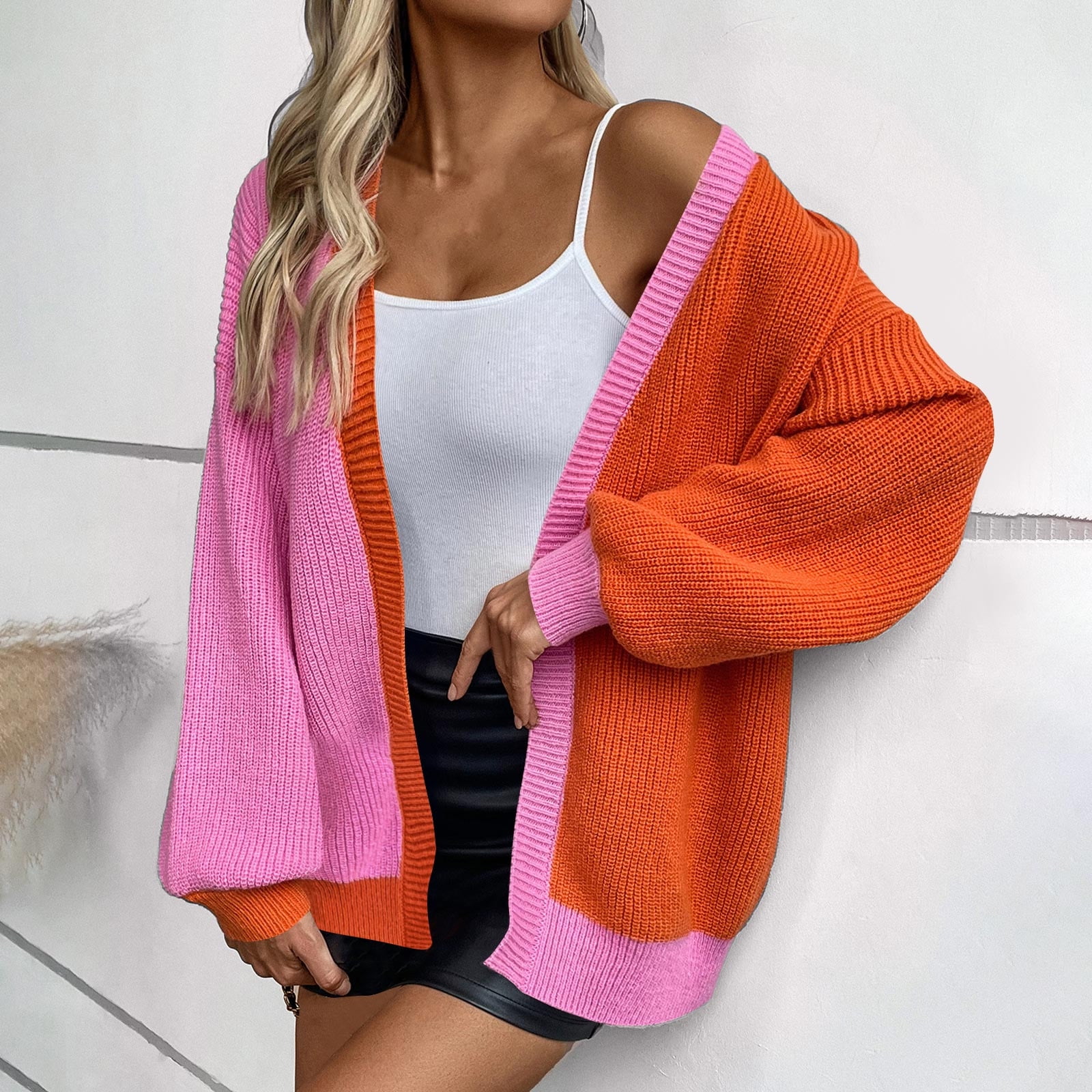 Penkiiy 2024 Fall Long Cardigans for Women Batwing Sleeve Open