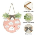 thumbnail image 2 of Cute Clouds on Pink Front Door Porch Decoration Hanging Sign with Artificial Green Plants and Bow for Home Outdoor Indoor, 2 of 7
