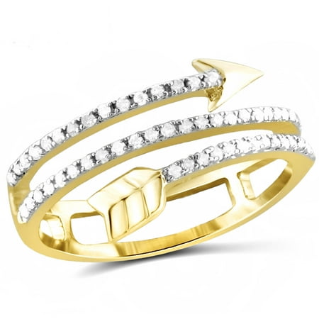 JewelersClub White Diamond Accent 14kt Gold Over Silver Arrow Ring