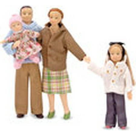 - Melissa & Doug 4-Piece Victorian Vinyl Poseable Doll Family for Dollhouse - 1:12 Scale