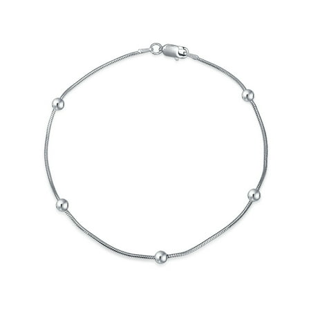 Simple Beaded Bracelets - Simple Plain Ball Bead Snake Chain Anklet Ankle Bracelet For Women 925 Sterling Silver Made In Italy 9 Inch 1.5MM
