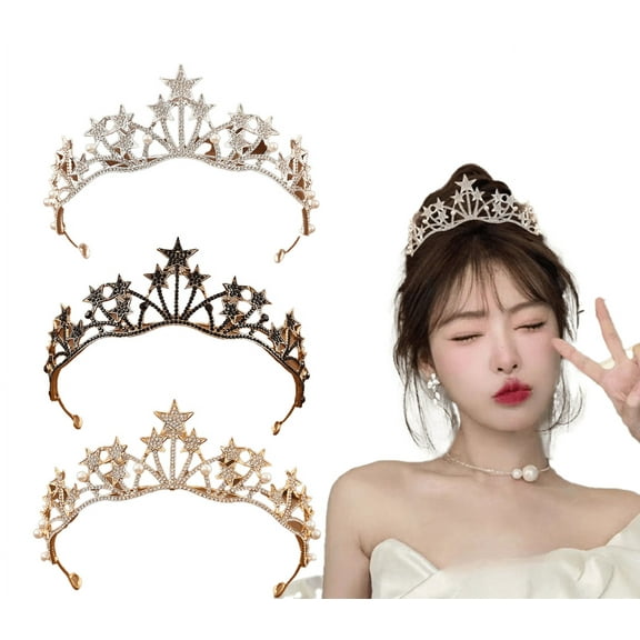 Yoyauz Women's Gold Crown Crystal Princess Tiara Crystal Queen's Crown Wedding, Bridal Hair Ornament Birthday Prom, Beauty Pageant Party Barmitzvah Rite of Passage, Photo Props