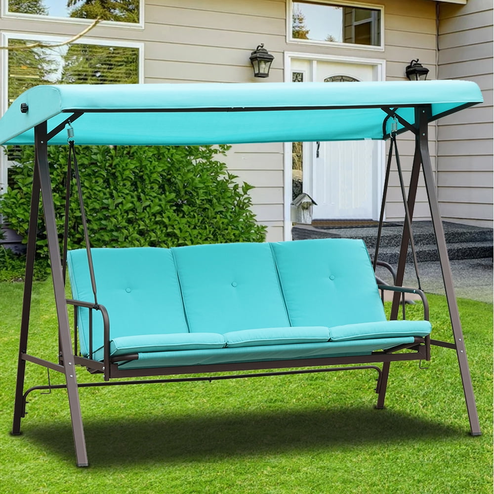 3Seat Outdoor Converting Canopy Swing Chairs, Porch Swing for Patio