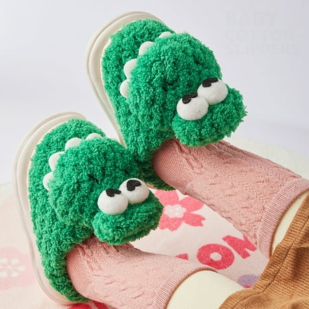 

Ganfancp Children s Coral Velvet Dinosaur Slippers Warm Non-Slip Unisex for 3-10 Years Deals of the Day Clearance