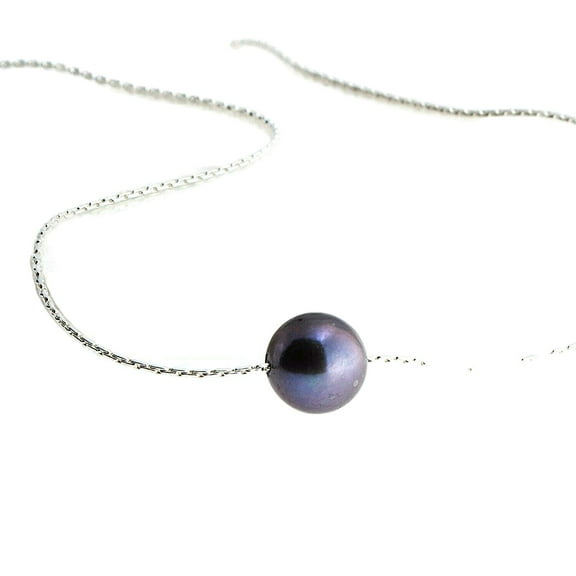 Blue Green Tahitian Cultured Pearl Sterling Silver Beading Chain Choker Necklace (Tahitian Pearl | Sterling Silver 925)