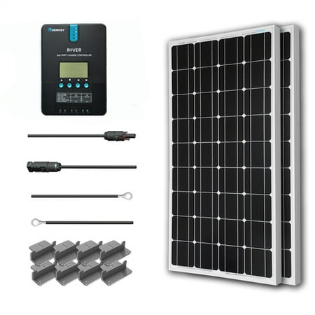 Renogy 200W 12V Solar Panel Monocrystalline Off Grid Starter Kit with 20A Rover MPPT Charger Controller