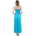 thumbnail image 2 of Sakkas Soft Jersey Feel Solid Color Smocked Bodice String Halter Long Dress - Turquoise - Small, 2 of 5