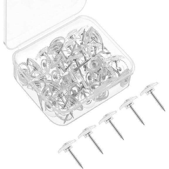 50 PCS Clear Push Pins, Office Supplies Clear Thumb Tacks for Wall, Wall Tacks for Hanging, Standard Clear Plastic Head and Steel Point Push Pins for Cork Board