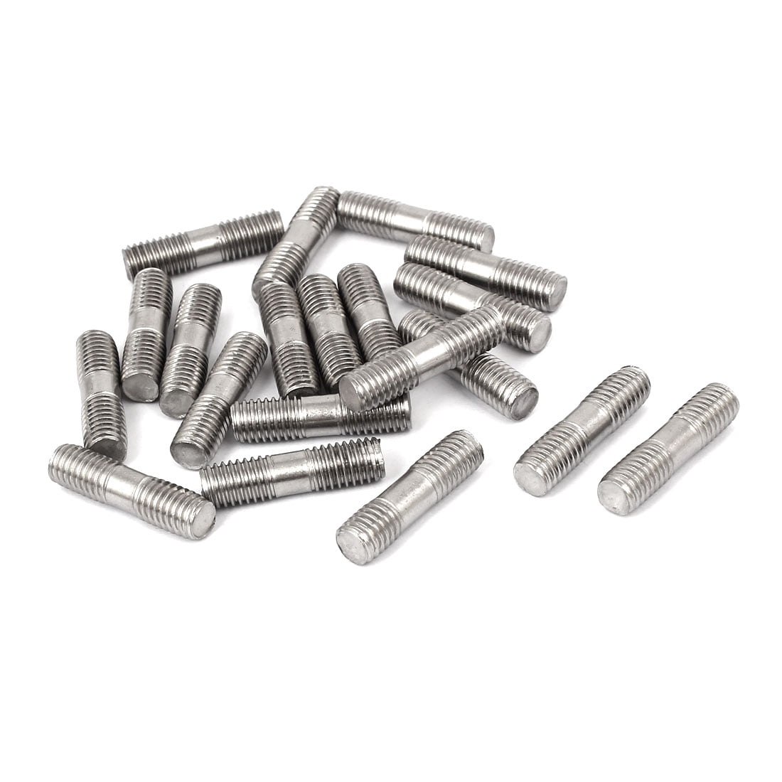 M8x30mm 304 Stainless Steel Double End Thread Stud Teeth Rod Silver ...
