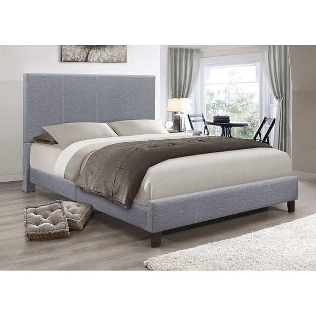 Lit Plateforme en Tissu - Gris
