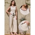 thumbnail image 2 of DARING DIVA Women's 2 Piece Set Summer Sleeveless Tank Top Wide Leg Pant Suit XS Apricot, 2 of 6