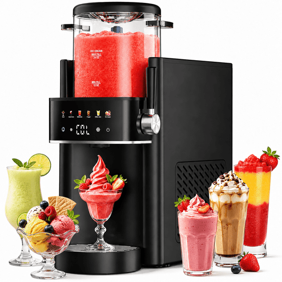 SUDILO Electric Slushie Machine, Rapid Cooling & Temp Control, Multi-use Frozen Drink Maker for Margarita, Frappe, Cocktail, Easy Clean Household Slushy Maker, Black