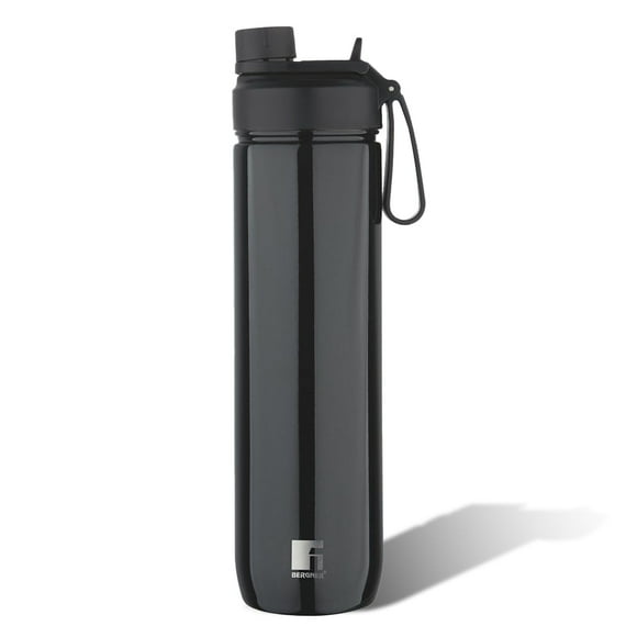Metallic Ebony Thermo Steel Bottle Or Flask 530ml | Hot & Cold, Vacuum Insulated - Flip Top Lid With Strap | Rust & Leak Proof
