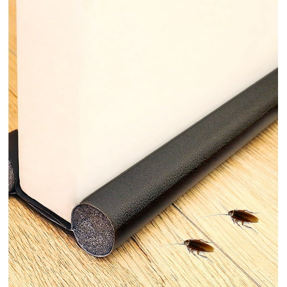 Adjustable Black Door Sweep Seal: Double Door Draft Stopper - Soundproof, Windproof, Dustproof, Light Blocker, Insect Resistant - Fits Doors 24-32 Inches