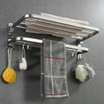 thumbnail image 2 of Shoreew Towel Rack Foldable Towel Shelf with Movable Hooks Rustproof Wall Mount Towel Storage Organizer for Bathroom, 2 of 7