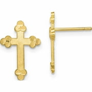 10K Yellow Gold Budded Cross Earring (16 X 11) Made In United States 10er19