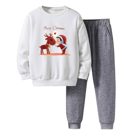 

Uvwlwu Christmas Outfits for Baby Girls Winter Long Sleeve Letter Prints Pullover Tops Pants 2PCS Outfits Clothes Set Christmas Gifts(Size:7-8 Years)
