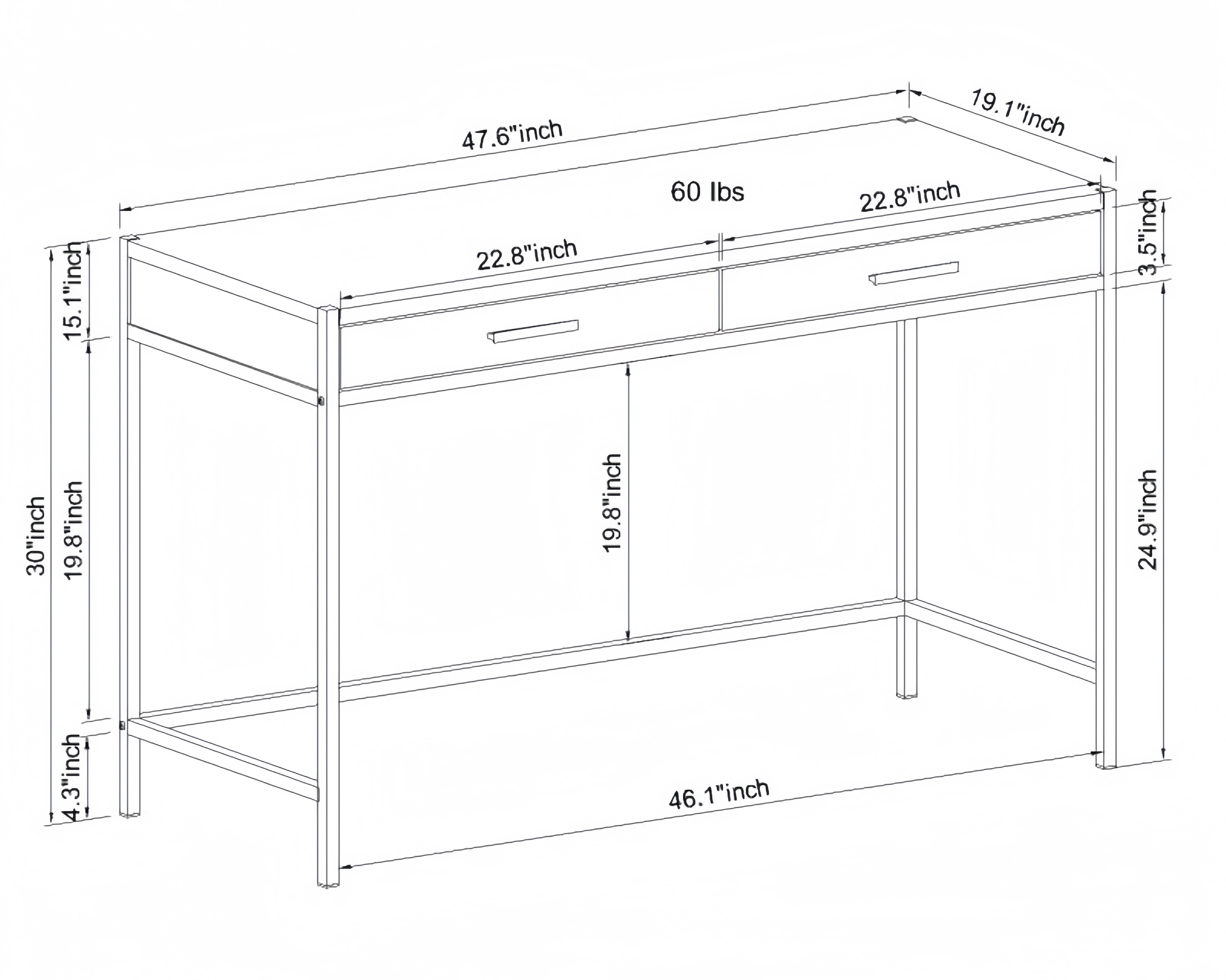 Caffoz 2 Drawer Writing Desk, Mahogany Brown
