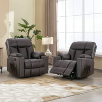 Bonzy Home Reclining Chair Heated Massaging Lift Chair Recliner with Cup Holder and USB, Brown(Set of 2)