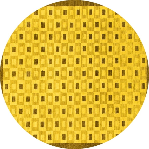 Ahgly Company Machine Washable Indoor Round Solid Yellow Modern Area Rugs, 7' Round