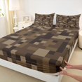 thumbnail image 3 of Homewish Black Brown Rectangle Queen Sheet Sets for Kids, Fashion Buffalo Plaid Flat Sheet, Chic Abstract Queen Fitted Sheet, Microfiber Bedroom Decor, 4 Pieces, 3 of 7