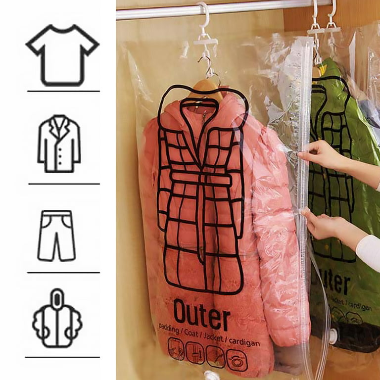 5Pcs Hanging Vacuum Storage Bags for Clothes Large Space Saver