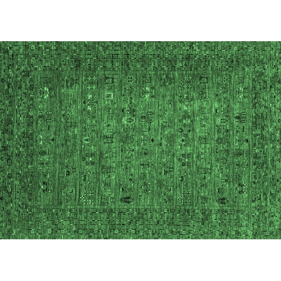 Ahgly Company Indoor Rectangle Abstract Emerald Green Modern Area Rugs, 7' x 9'
