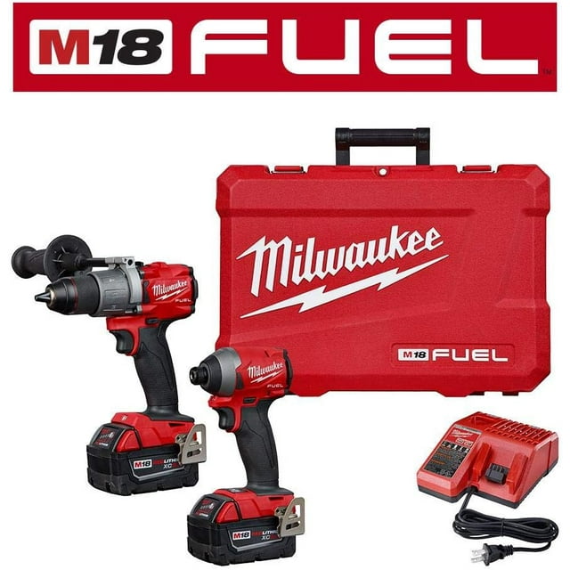 Milwaukee Tool M18 FUEL / 3697-22 - Perceuse-Marteau Sans Fil Li-Ion Sans Balais 18V Nouvelle Génération, Ensemble Combiné Perceuse à Impacts (2 Outils) - Tout Neuf