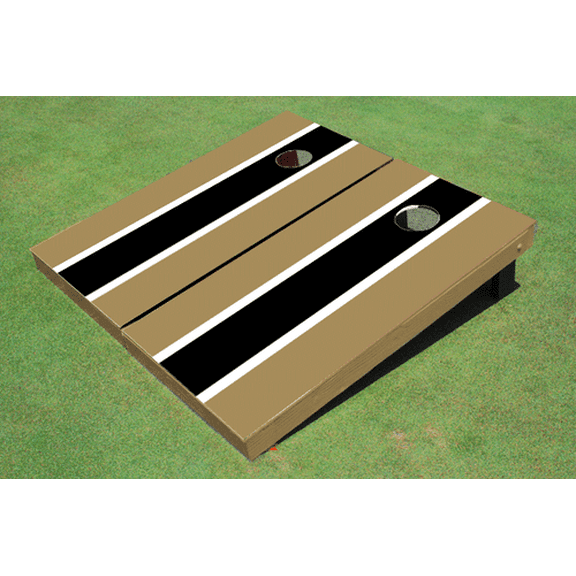 Black And Gold Matching Long Stripe Custom Cornhole Board