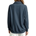 thumbnail image 4 of Sweatshirt for Women Basic Long Sleeve Sweatshirts Casual Fleece Button Henley Neck Pullover Dark Blue M, 4 of 4