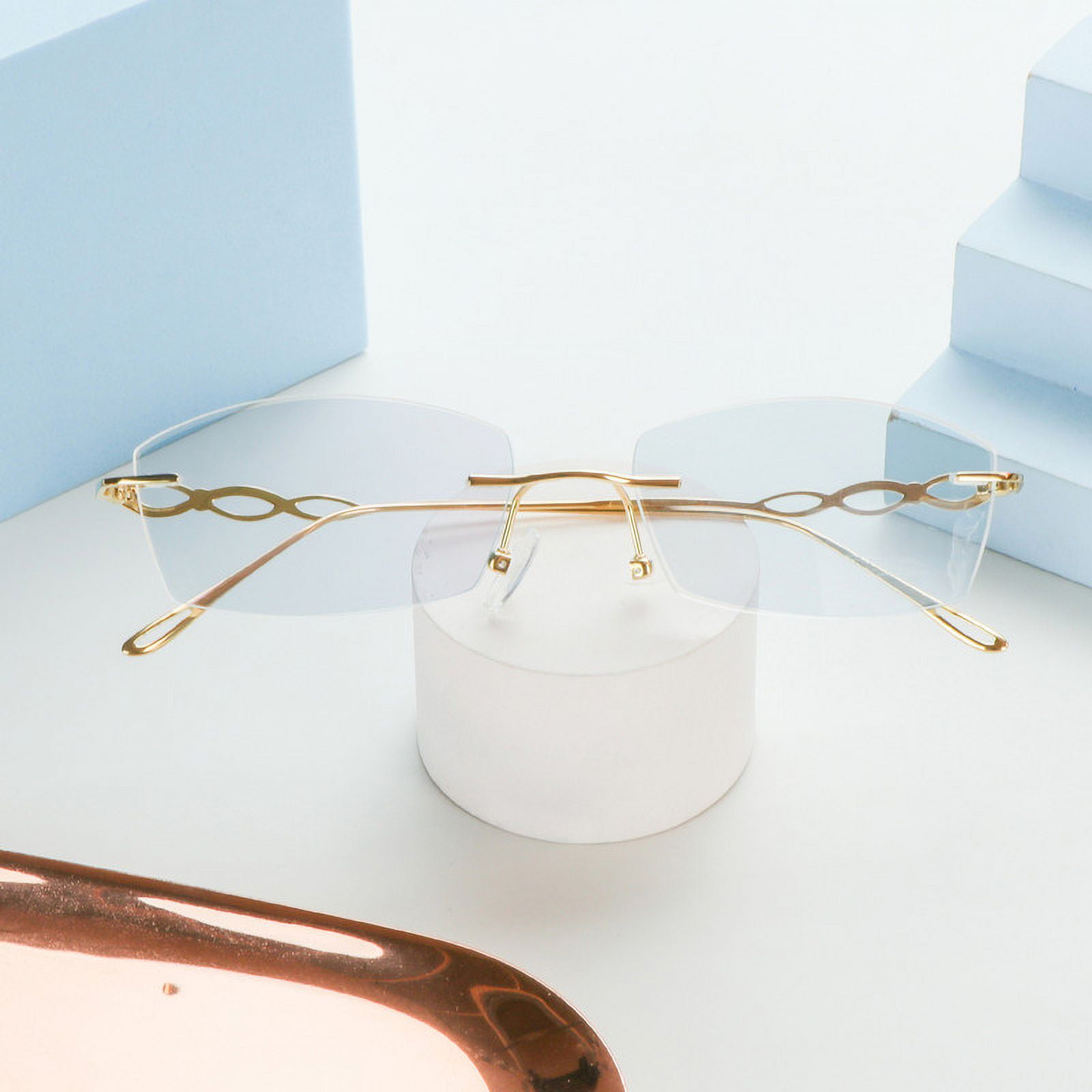 LifeArt Pure Titanium Frame Glasses/Blue Light Blocking Reading Glasses, Reduce Eyestrain, Stylish for Men and Women(Gold,+3.50 Magnification)