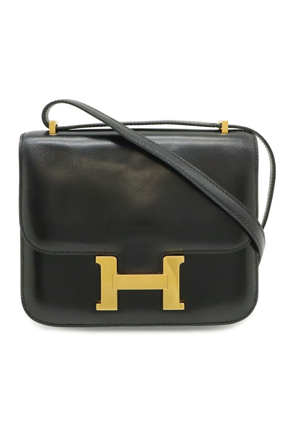 Pre-Owned HERMES Constance 3 Mini 18 Shoulder Bag, Box Calf Leather, Black