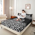 thumbnail image 3 of Erosebridal Cheetah Print Bowtie Full Size Sheets 4-Piece for Girls Women ,Teens Bling Glitter Print Bed Sheets,Luxury Bedroom Decor, 3 of 5