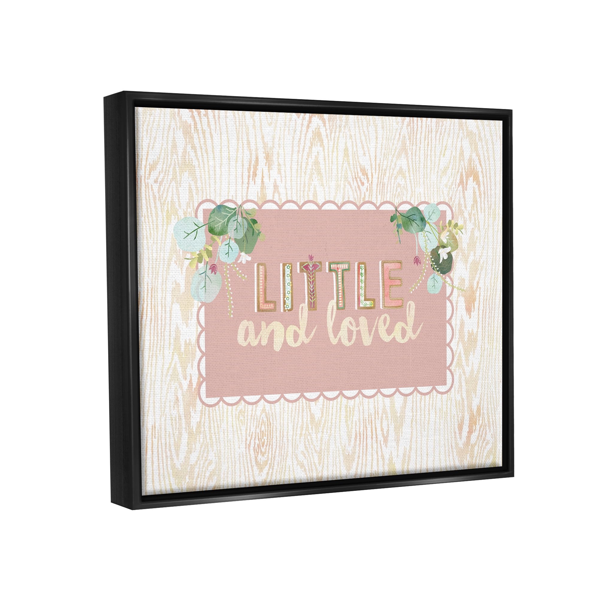 Stupell Industries Little & Loved Phrase Botanical & Floral Painting Black Floater Framed Art Print Wall Art, 31 x 25