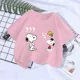thumbnail image 5 of Camiseta de verano 2024 de Snoopy, camiseta de algodón para niño y niña, camiseta de Charlie Brown y Peanuts, camisetas de manga corta con dibujos animados para niños y niñas, 5 of 5
