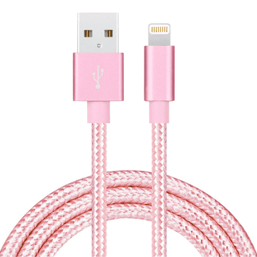 iPhone Charger Lightning Cable, Ironten 2 Pack 3 ft RoseGold Nylon Braided USB Charging High Speed Data Sync Transfer Cord Compatible with iPhone 14 13 12 11 Pro Max Xs Max Xr Xs X 8 7 Plus 6s 6
