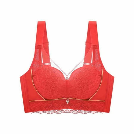 SMihono Push Up Bras for Women Uplift High Support Everyday Bras Comfy Soft Balconette Bra Breathable Underwear Bras Red 40