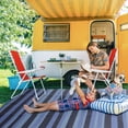 thumbnail image 5 of wikiwiki Outdoor Rug, 8x10ft Waterproof Reversible Mat Indoor Outdoor Rugs Carpet, Small Area Rug Plastic Straw Rug for Patio Deck Balcony Pool RV Camping Beach Picnic, Black & Blue, Rugscape Series, 5 of 5