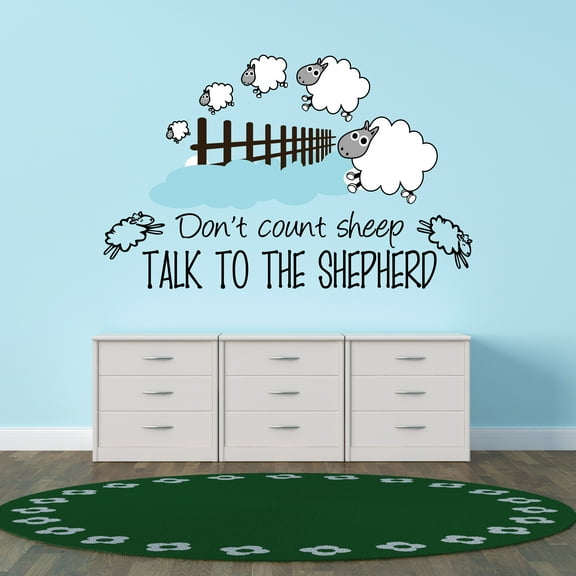 Animal Wall Decals for Boy's Bedroom - Counting Sheep To Fall Asleep Wall Sticker Decal With Easy Installation Instructions Kid's Bedroom Décor Wall Sticker - Size: 10 In x 6 In