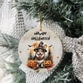 thumbnail image 3 of Happy Halloween Corgi Witches Hat Pumpkin Carving Ceramic Round Ornament Welsh Corgi Dog Lover Gifts Idea Home Tree Decor - 02019, 3 of 5