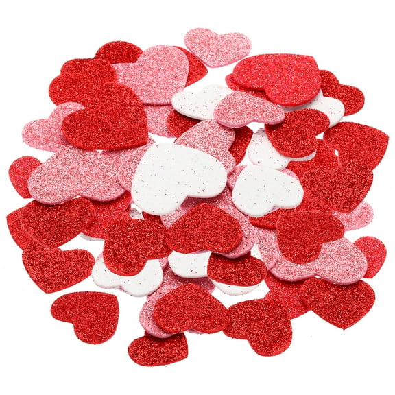 Uxcell Foam Stickers,2Pack 60Pc Adhesive Glitters Foam Shape Sticker,Colorful Heart