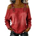 thumbnail image 6 of Umfun Women's Cold The Shoulder Top Long Sleeve Buckle Strap Blouse - Casual Loose Fit Tunic Shirt for Daily Wear, 6 of 8